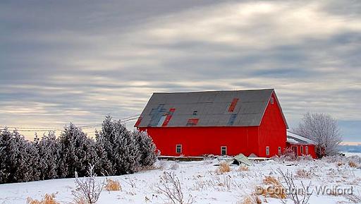 Red Barn In Winter_52596.jpg - Photographed east of Ottawa, Ontario - the capital of Canada.